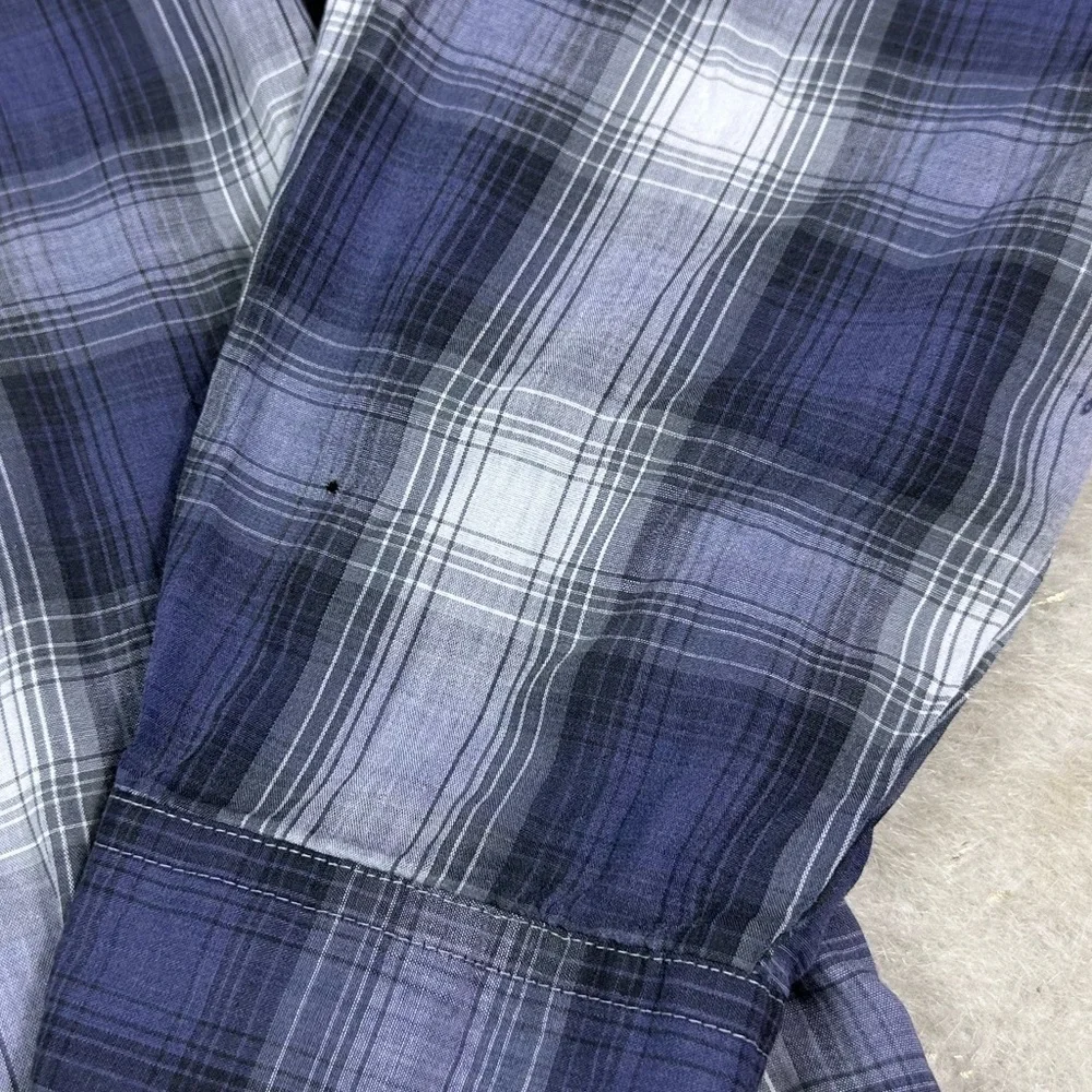 Outlaw Western Wear Men’s Blue Plaid Button Down Shirt Size XLT